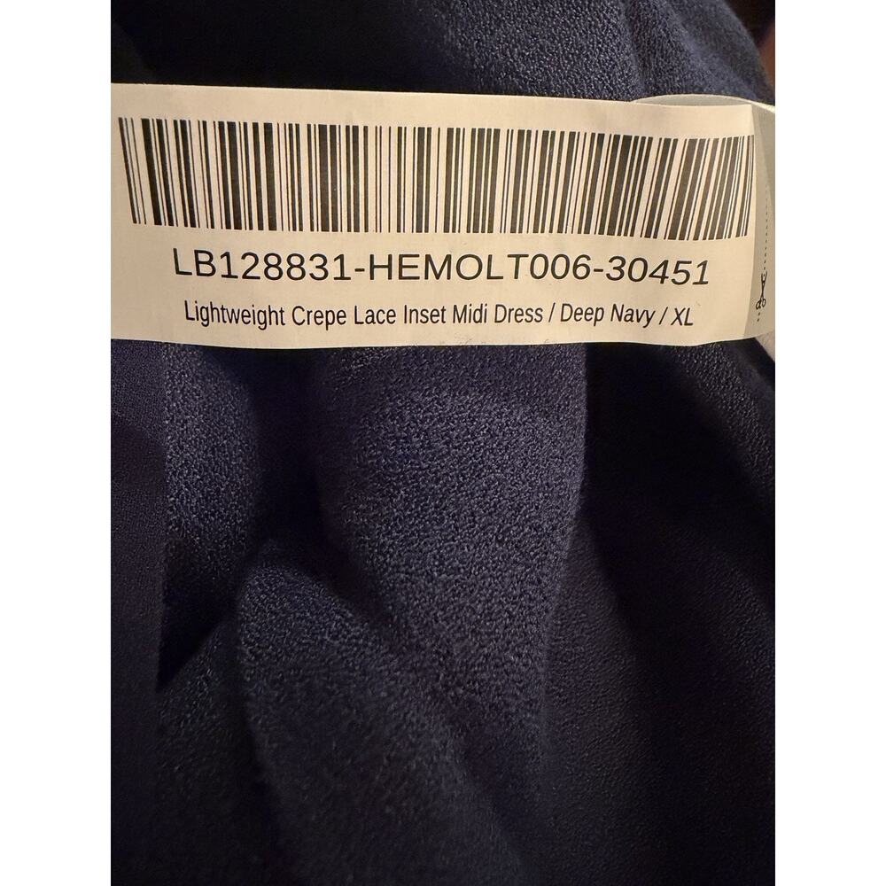NWT Quince Women Lightweight Crepe Lace Inset Midi Dress •XL• Deep Blue $80 - Picture 9 of 13